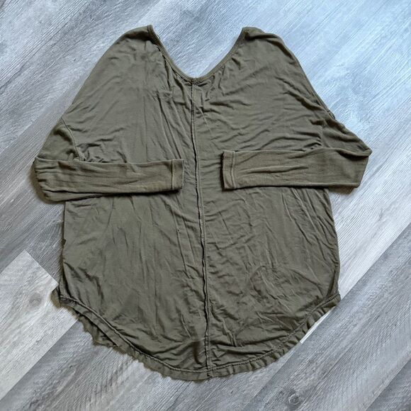 Free People Moonshine Tunic Army Green Dolman Ribbed Sleeve XS - Picture 6 of 10